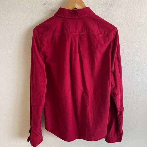 ABERCROMBIE & FITCH Red Collared Button Down Long Sleeve Muscle Shirt Mens Large - Picture 2 of 5